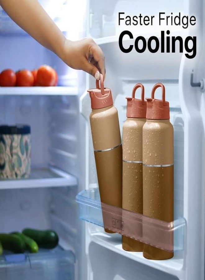 Perch Magic Stainless Steel Water Bottle 1 litre with Straw and Dual Cap - Single-Walled, BPA Free, ISI Certified | Compact & Easy to Carry | Ideal for Travel, Gym, School - Amber Brown(Dual Tone) - Image 5